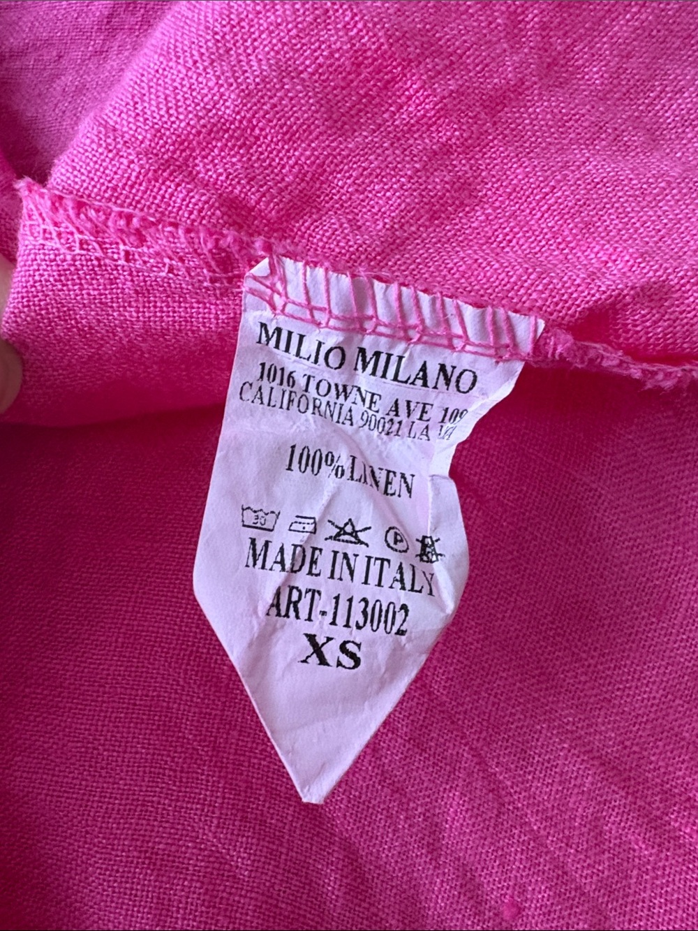 Milio Milano Crinkle 100% Linen A-Line Midi Skirt Fuchsia Pink Made in Italy - Picture 3 of 3